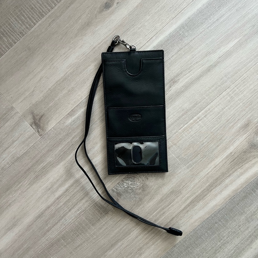 Fossil Travel Wallet on Lanyard Black